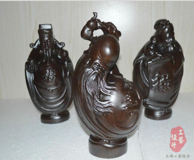 黑檀木雕福祿壽擺件 傳統工藝與現代家居的完美融合